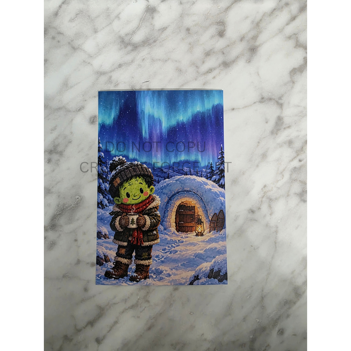 Cozy Winter Zombie 4x6 Physical Art Print