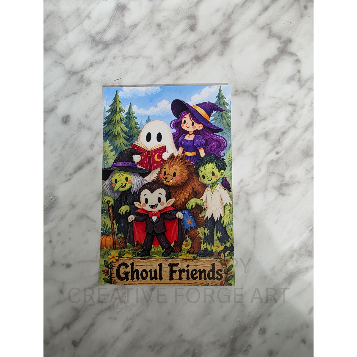 Ghoul Friends 4x6 Physical Art Print