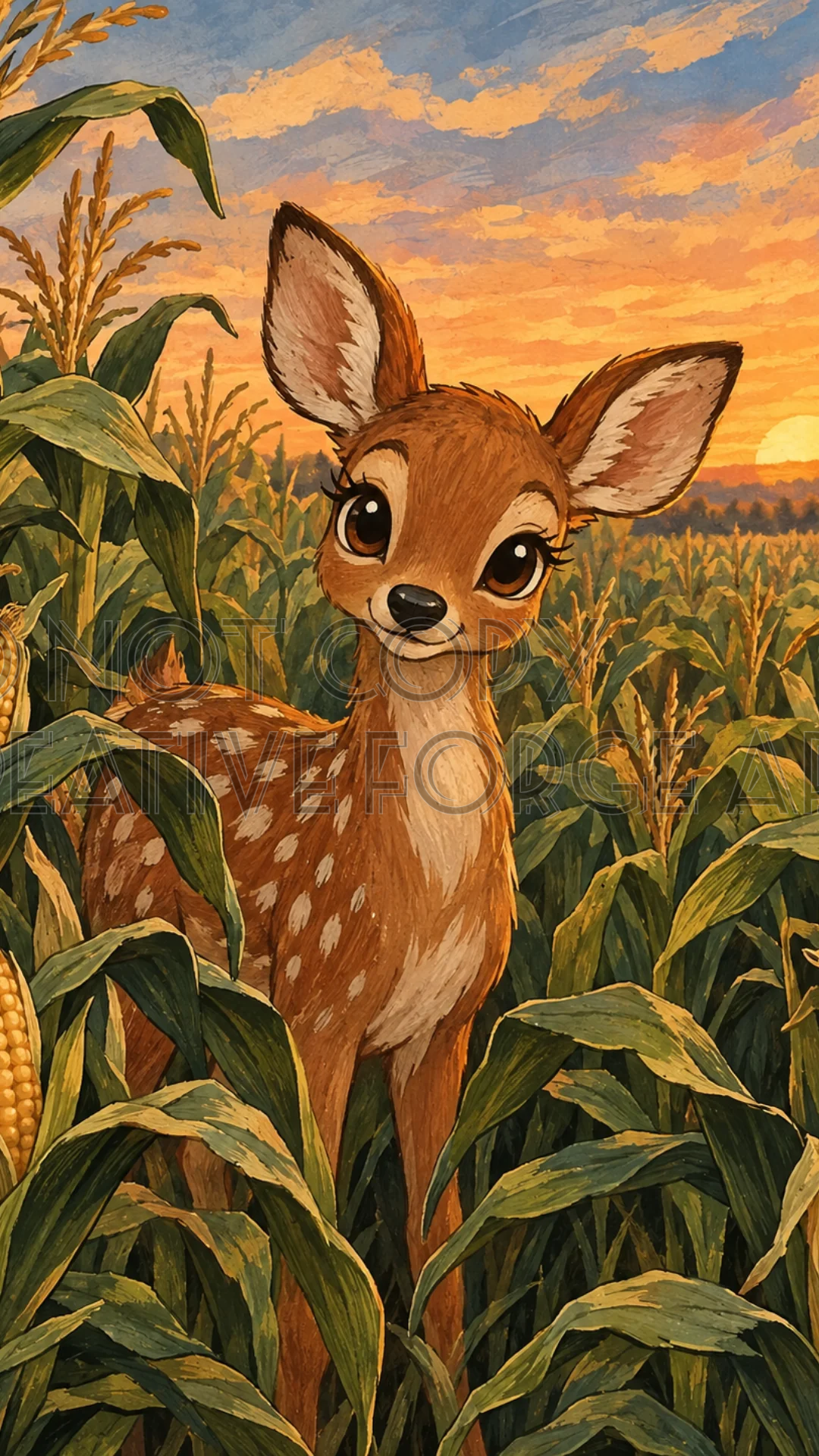 Watermarked - Deer in Corn Field 9:16 PNG Download
