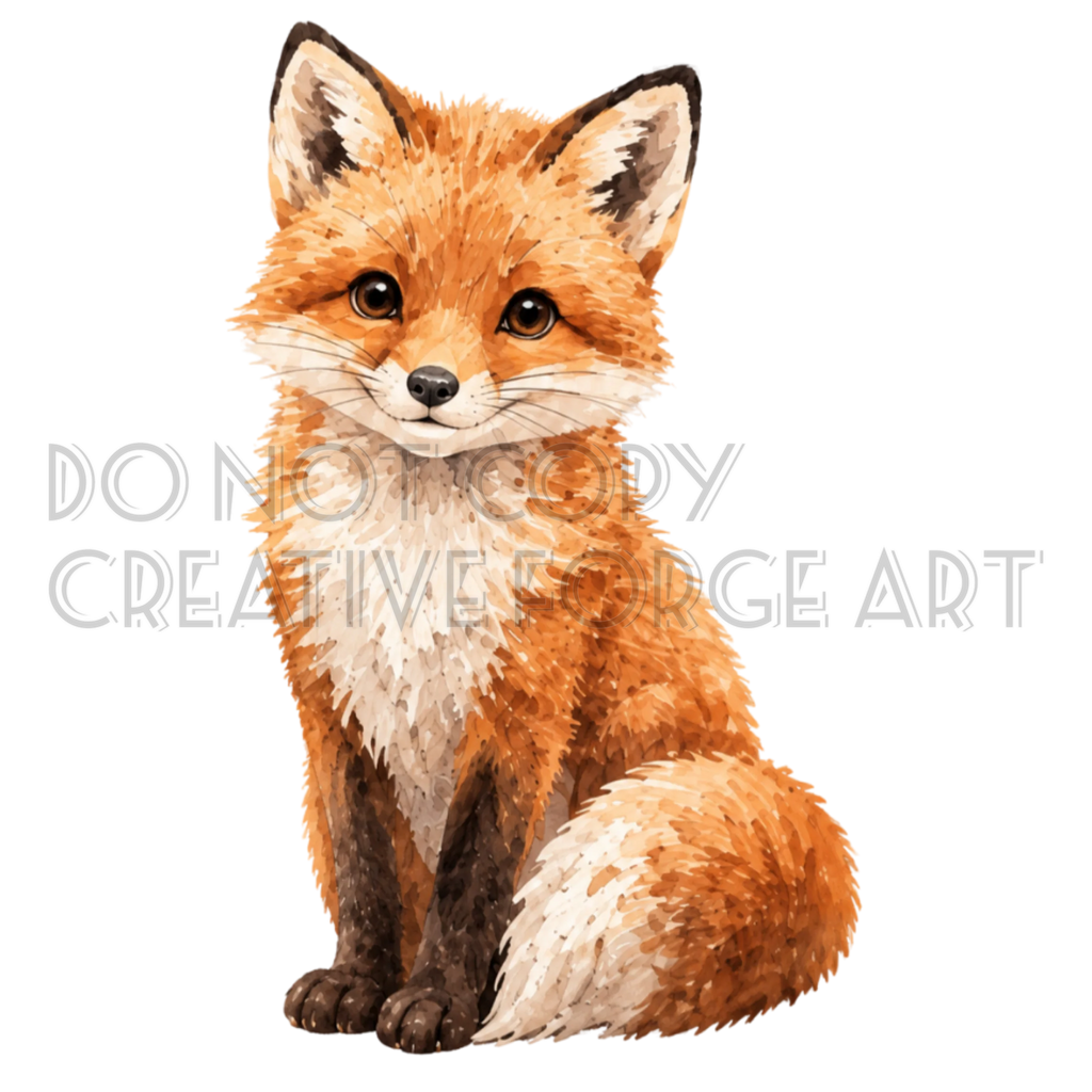 Watermarked - Fox PNG Digital Sticker