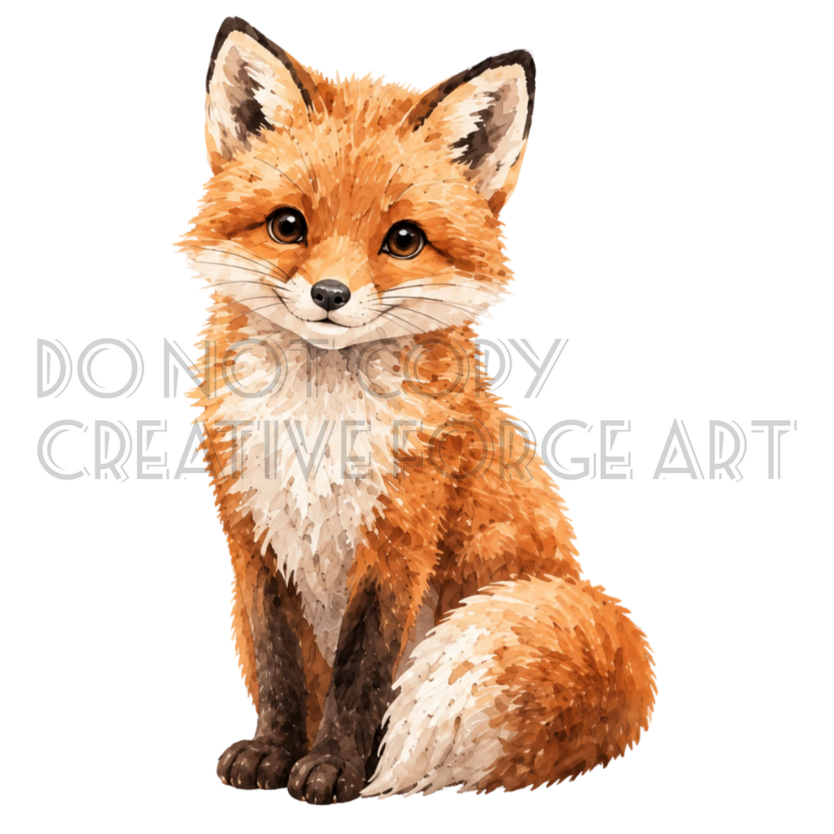 Watermarked - Fox PNG Digital Sticker